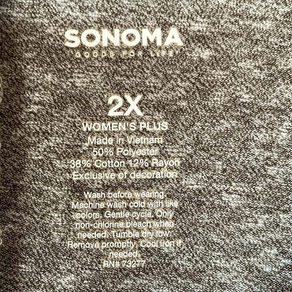 Sonoma Flutter Ruffle Sleeve V-Neck Tee. Plus size 2X. Heather Brown. - Picture 4 of 8